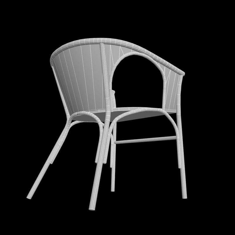 Wooden wicker chair 3D model_8