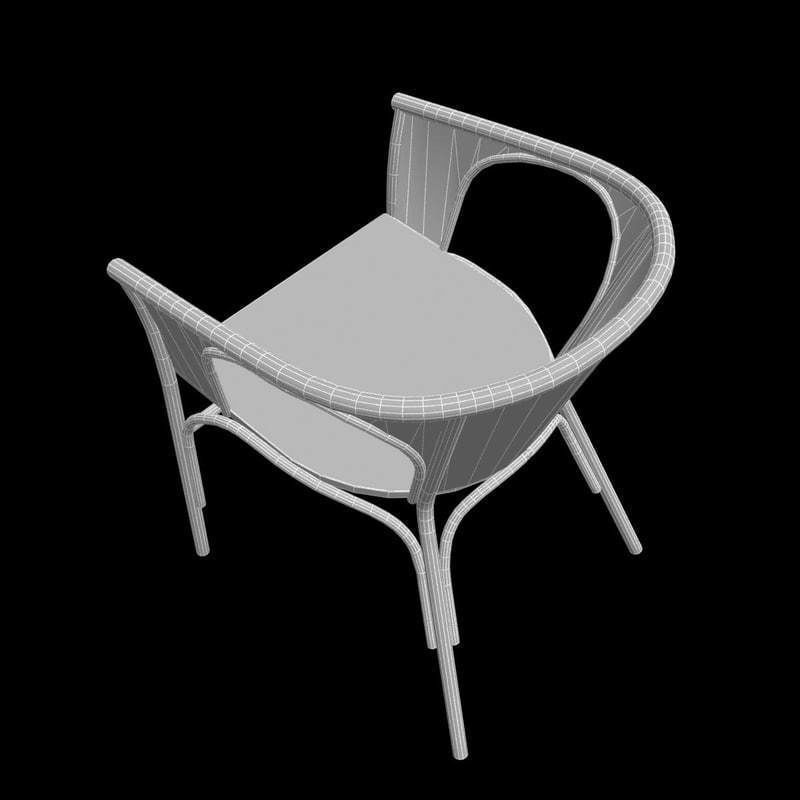 Wooden wicker chair 3D model_9