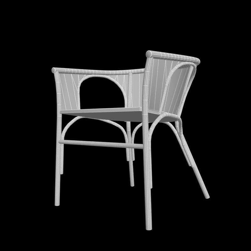 Wooden wicker chair 3D model_10