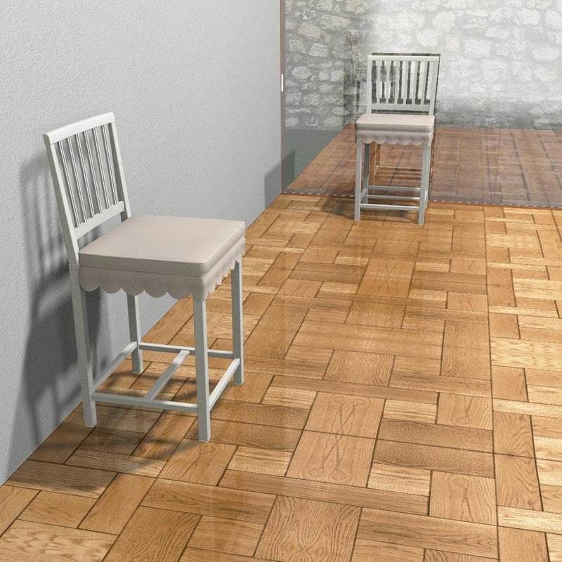 White wooden chair 3D model_5