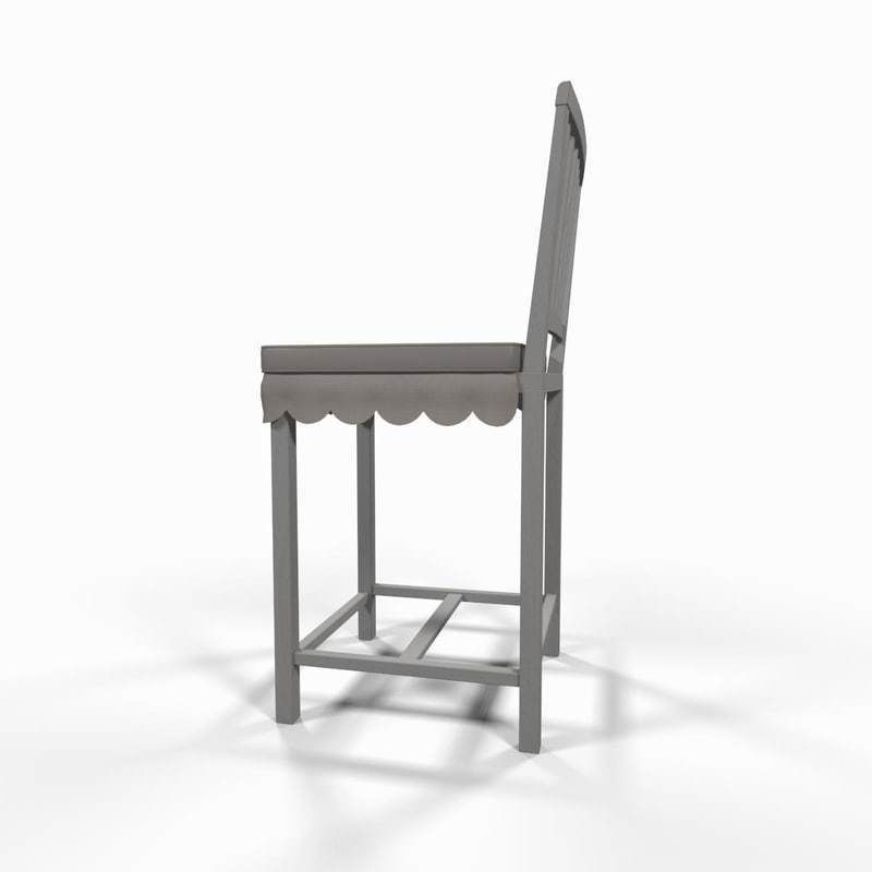 White wooden chair 3D model_2