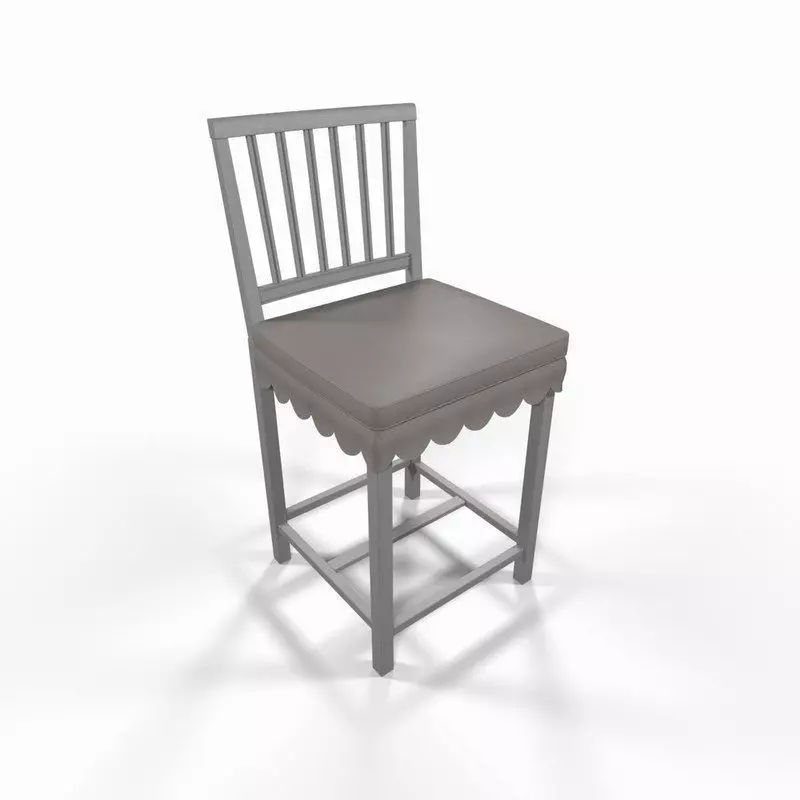 White wooden chair 3D model_0