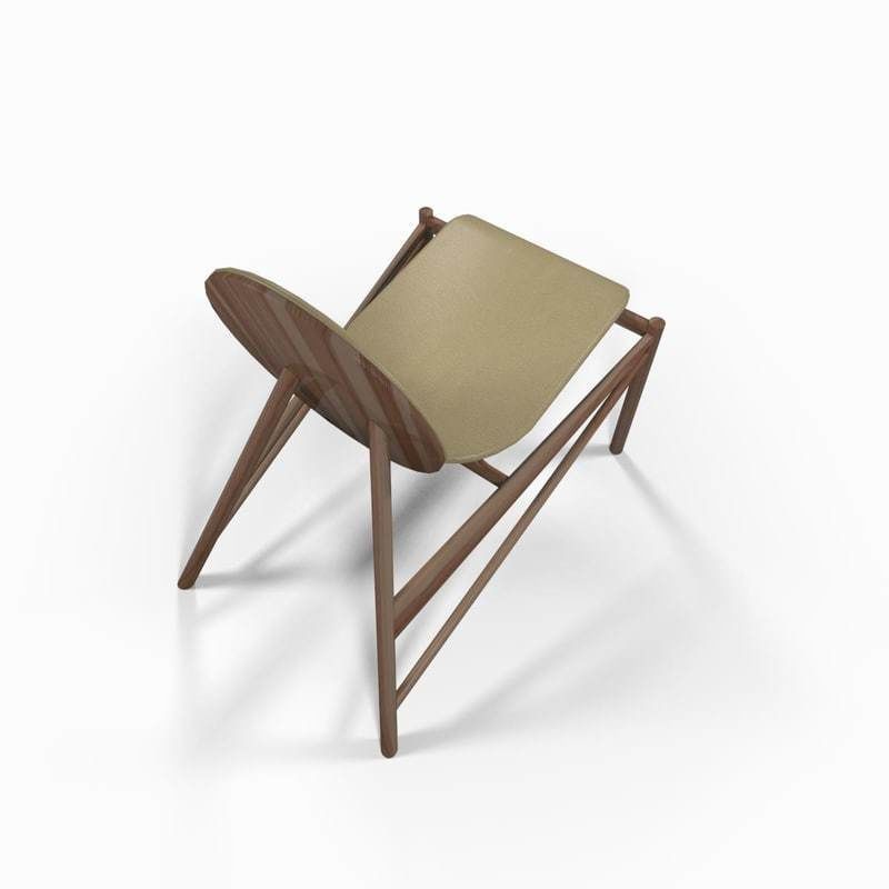 Wooden designer chair 3D model_1