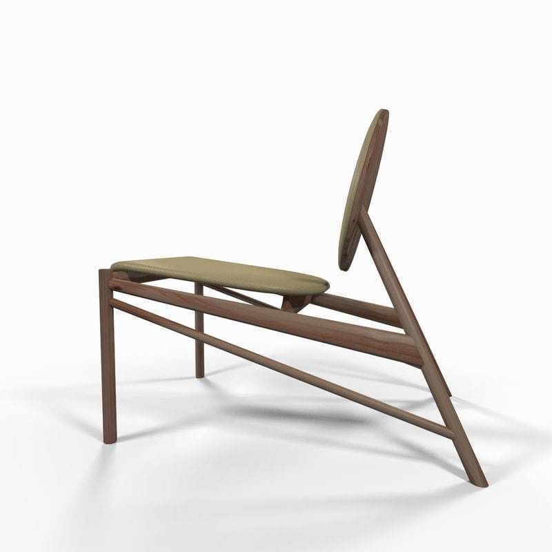 Wooden designer chair 3D model_2