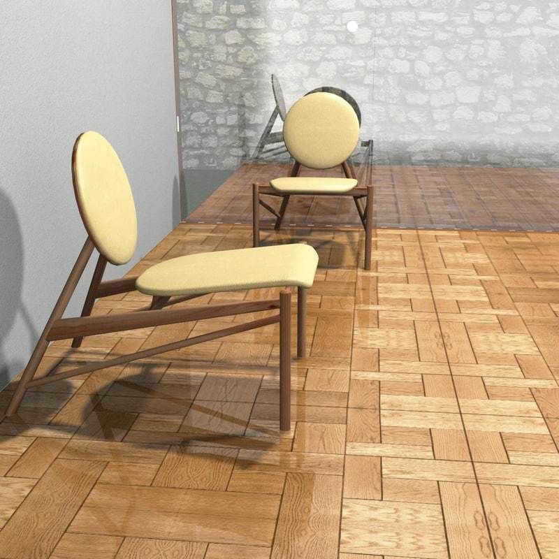 Wooden designer chair 3D model_5