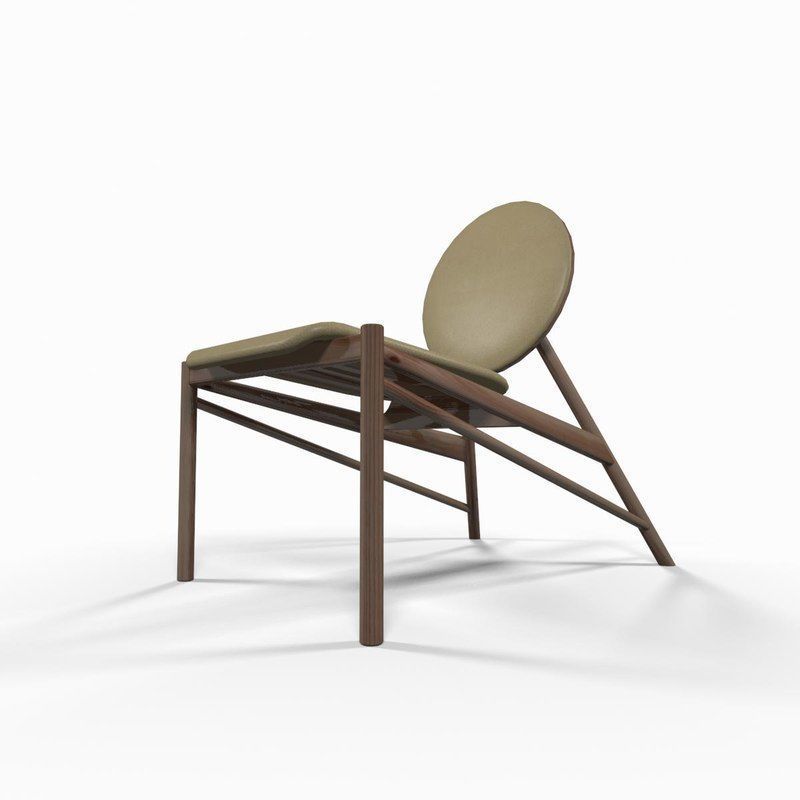 Wooden designer chair 3D model_4