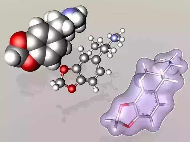 Ecstasy MDMA molecule 3D model