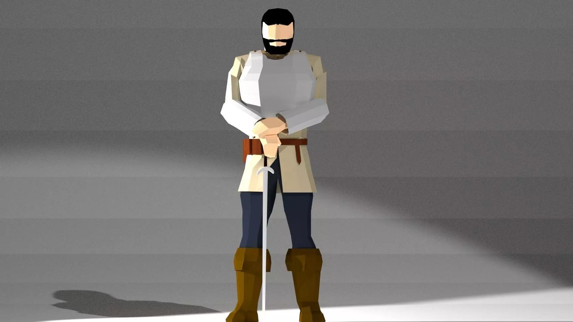 Swordsman Adventurer Low-poly 3D model