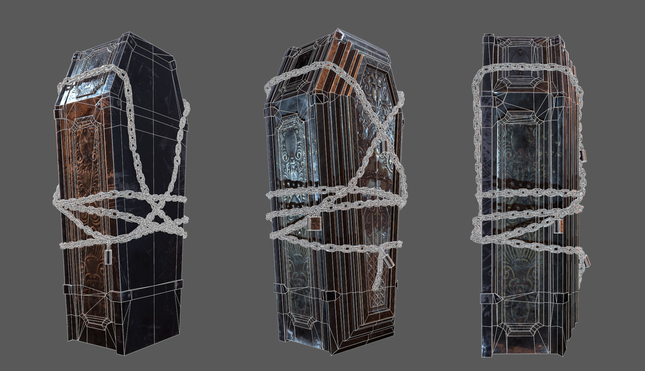 Bloodborne Style Coffin Low-poly 3D model_6