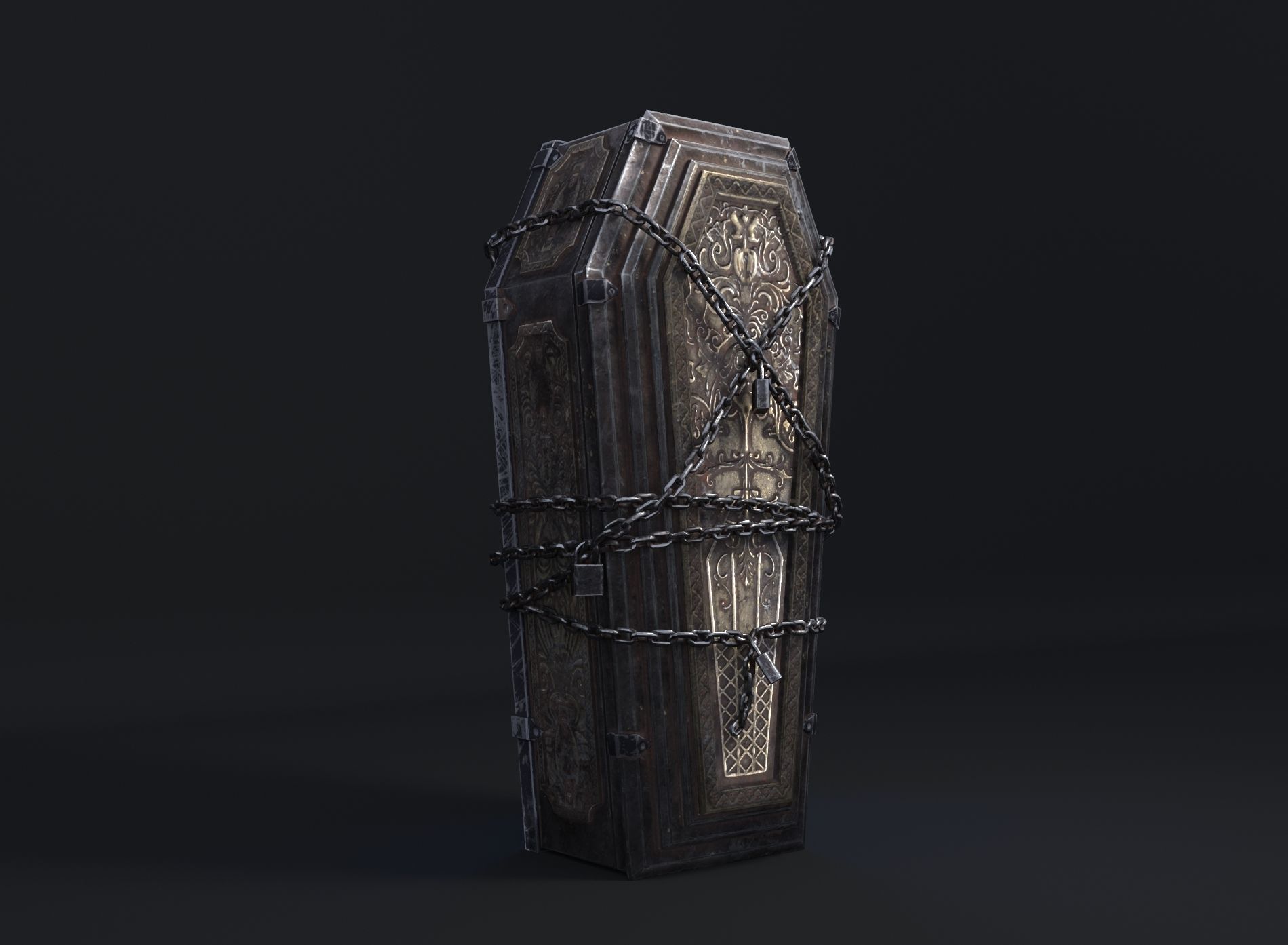 Bloodborne Style Coffin Low-poly 3D model_2