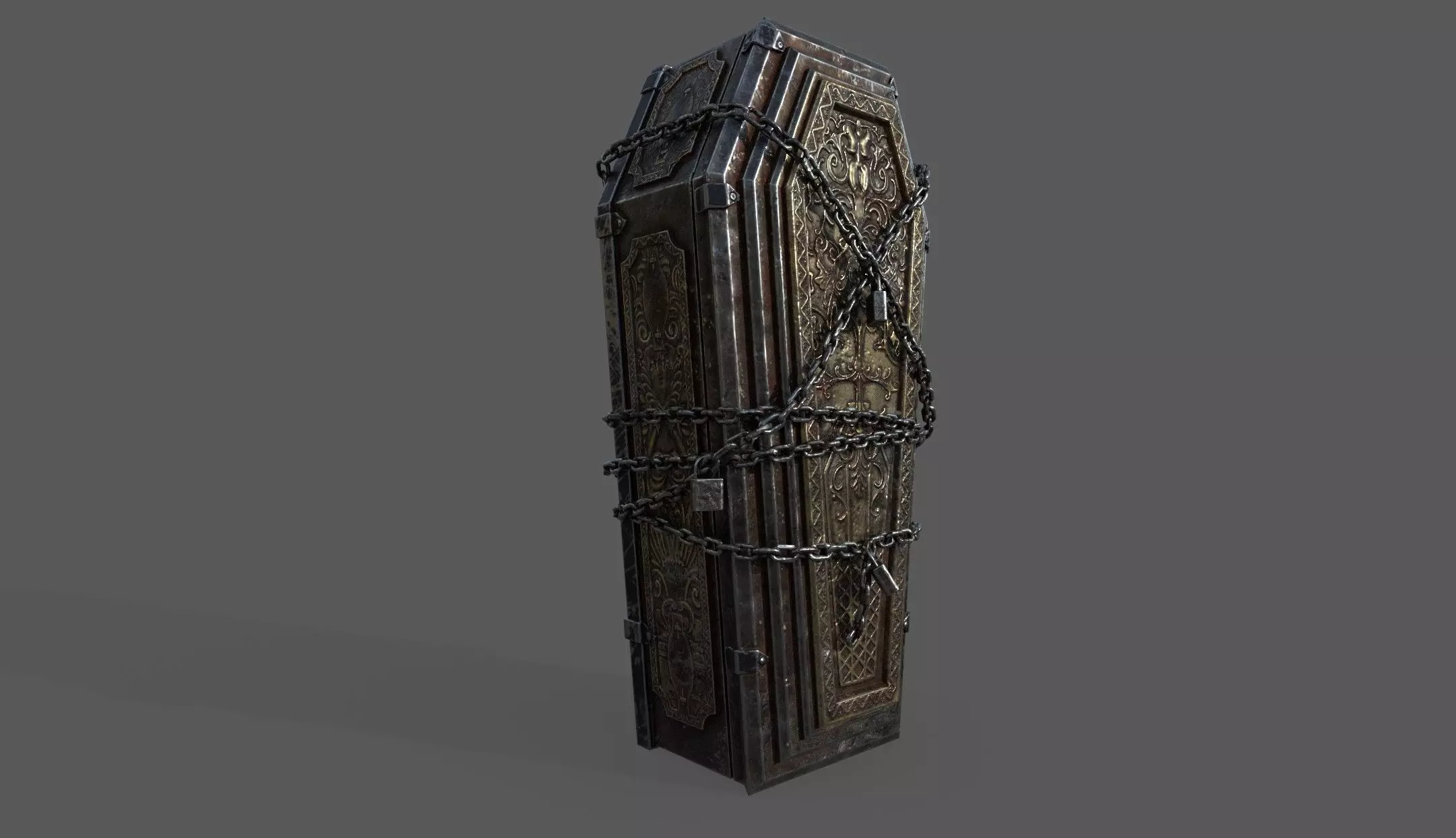Bloodborne Style Coffin Low-poly 3D model_0