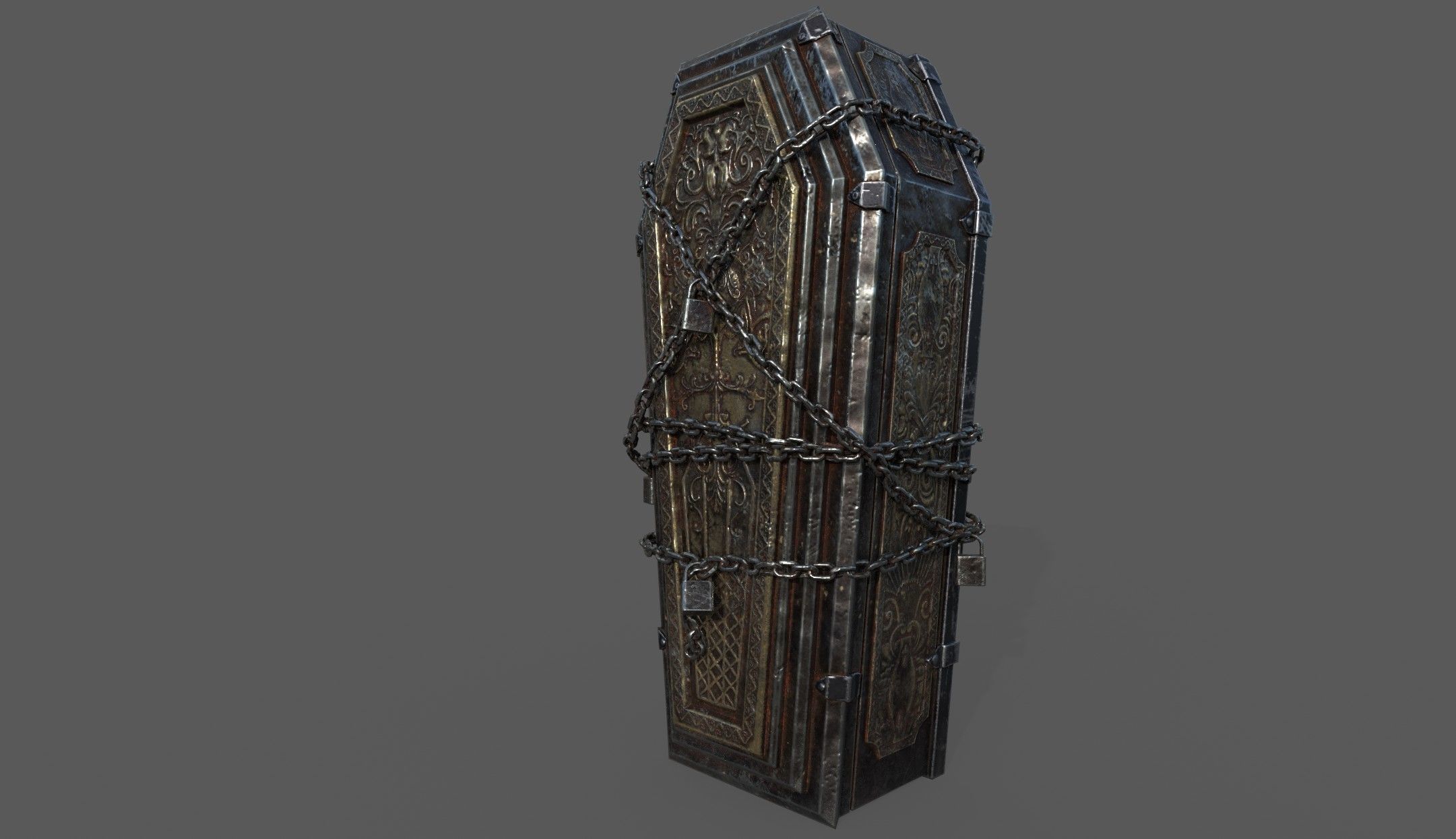 Bloodborne Style Coffin Low-poly 3D model_4
