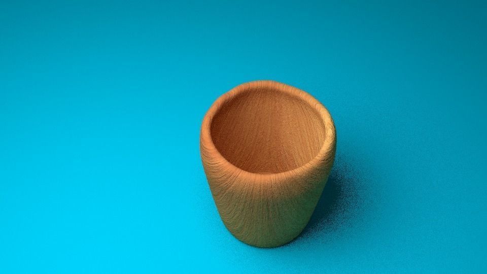 Woodan cup Low-poly 3D model_0