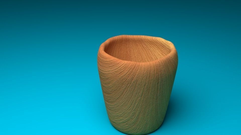 Woodan cup Low-poly 3D model_1