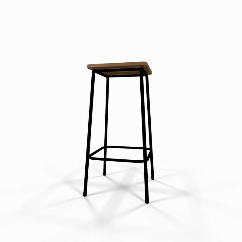 Wooden barstool 3D model_2