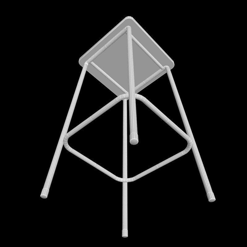 Wooden barstool 3D model_9