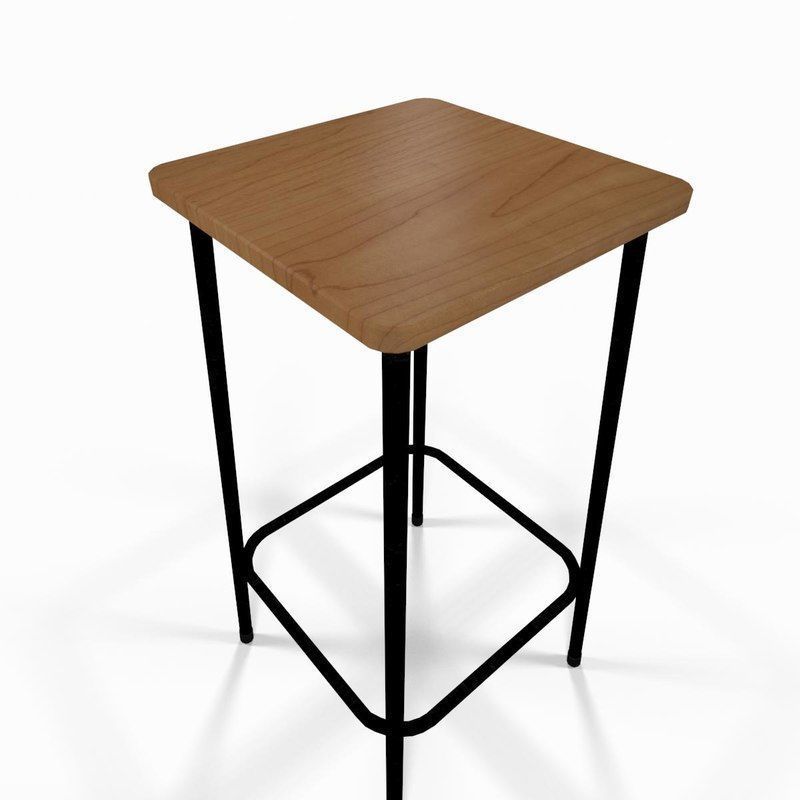 Wooden barstool 3D model_3