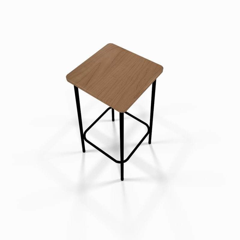 Wooden barstool 3D model_1