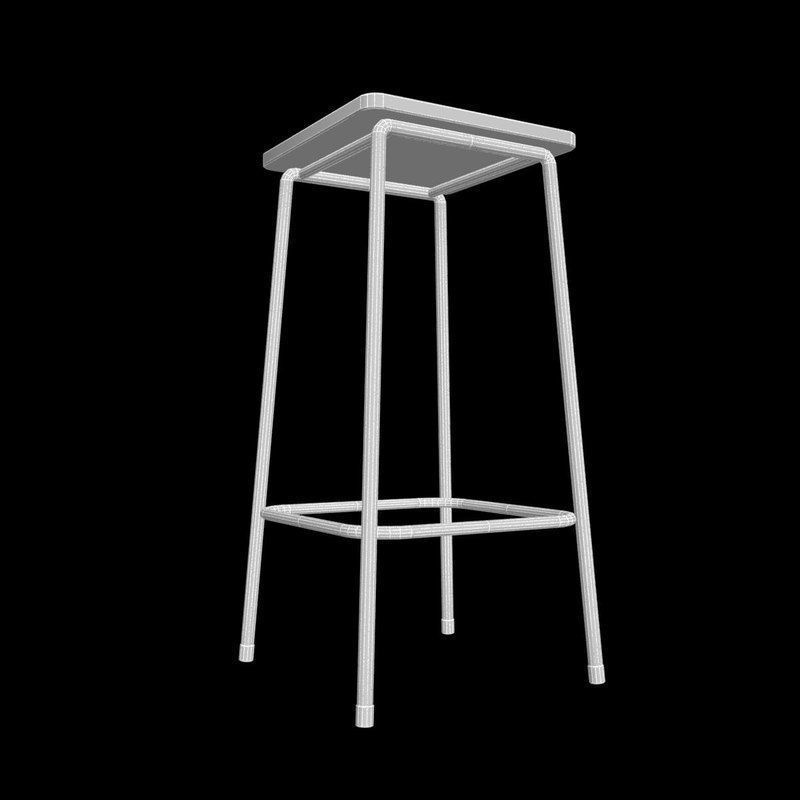 Wooden barstool 3D model_10
