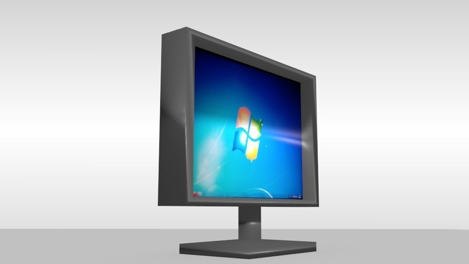 computer monitor Low-poly 3D model_1