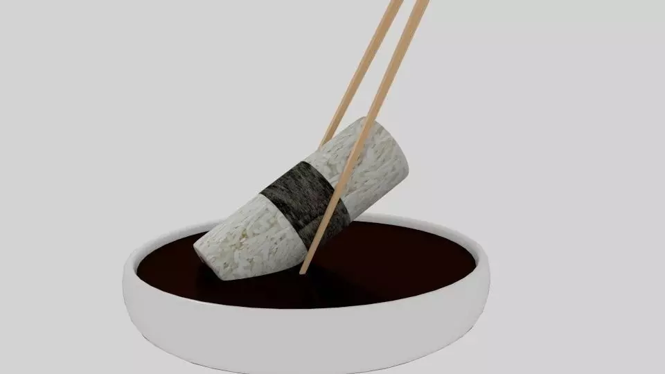 Chopstick Dip Cylinder Nori Sushi Low-poly 3D model_0