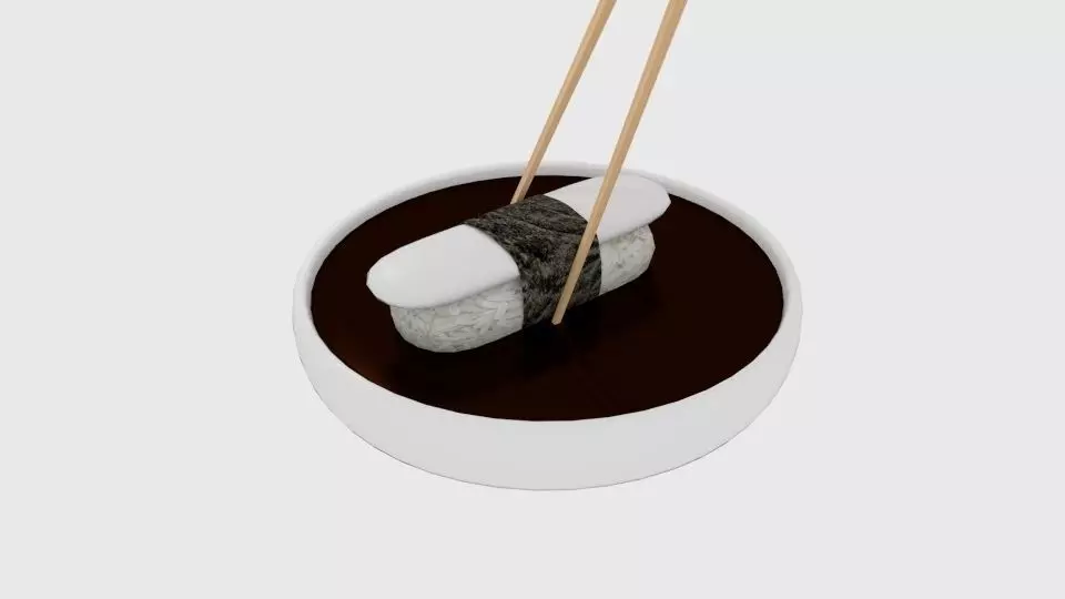 Chopstick Dip Sushi Plate 3D model_0