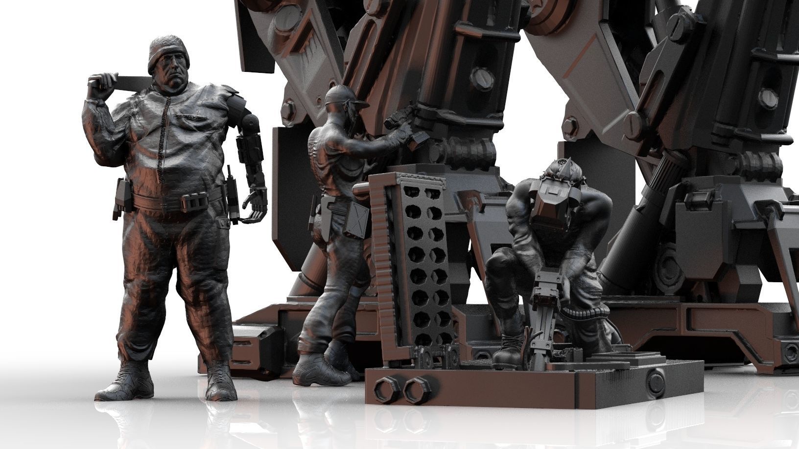 Scifi Technicians  3D print model_1