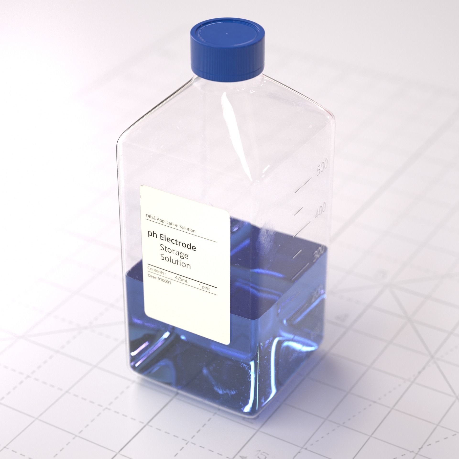 Laboratory Square Glass Bottle 3D model_2