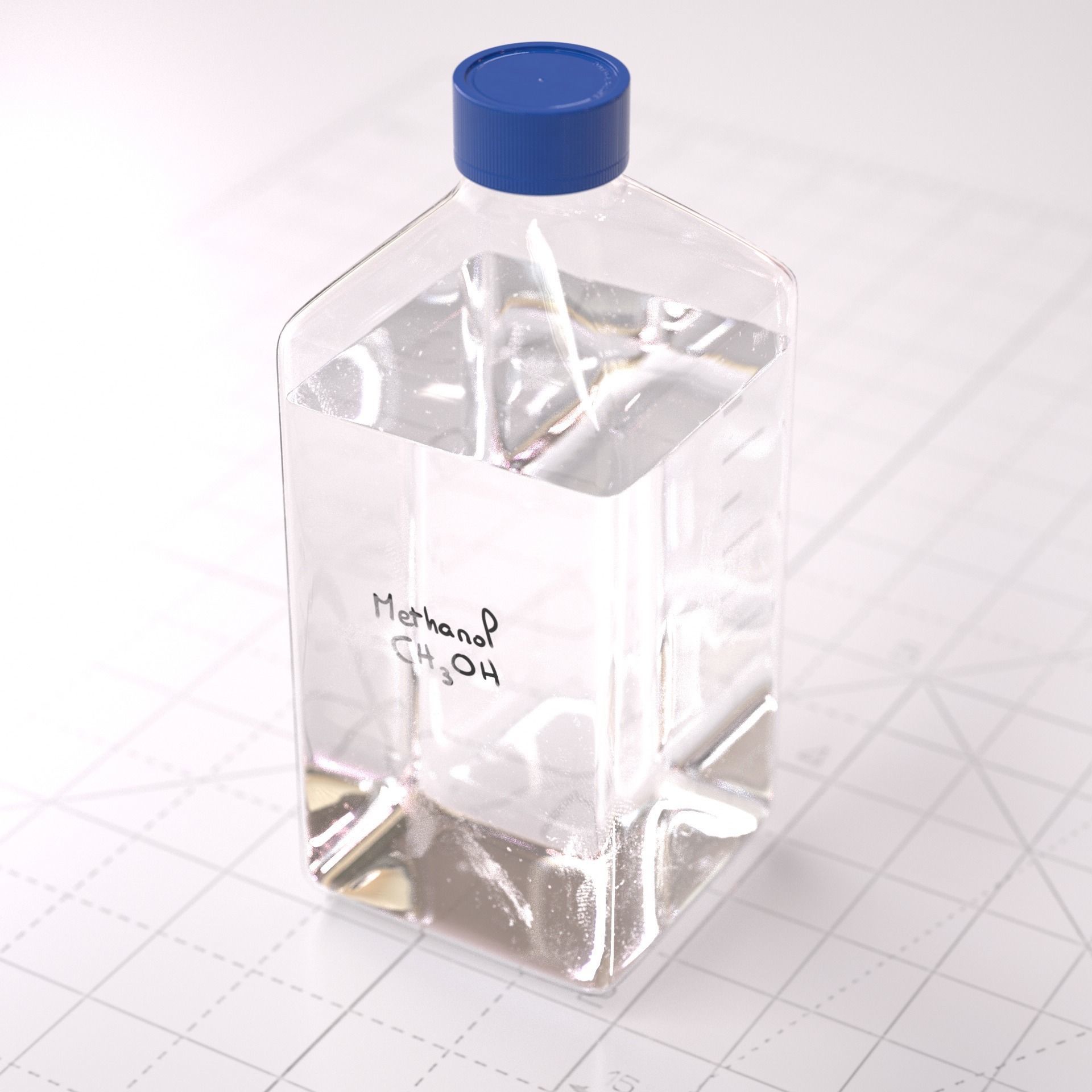 Laboratory Square Glass Bottle 3D model_8