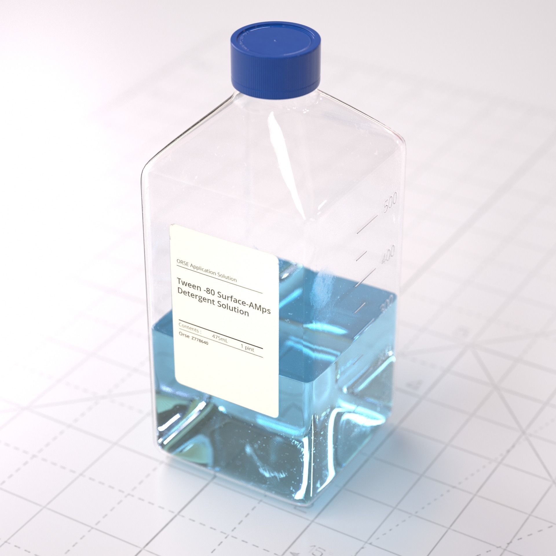 Laboratory Square Glass Bottle 3D model_4