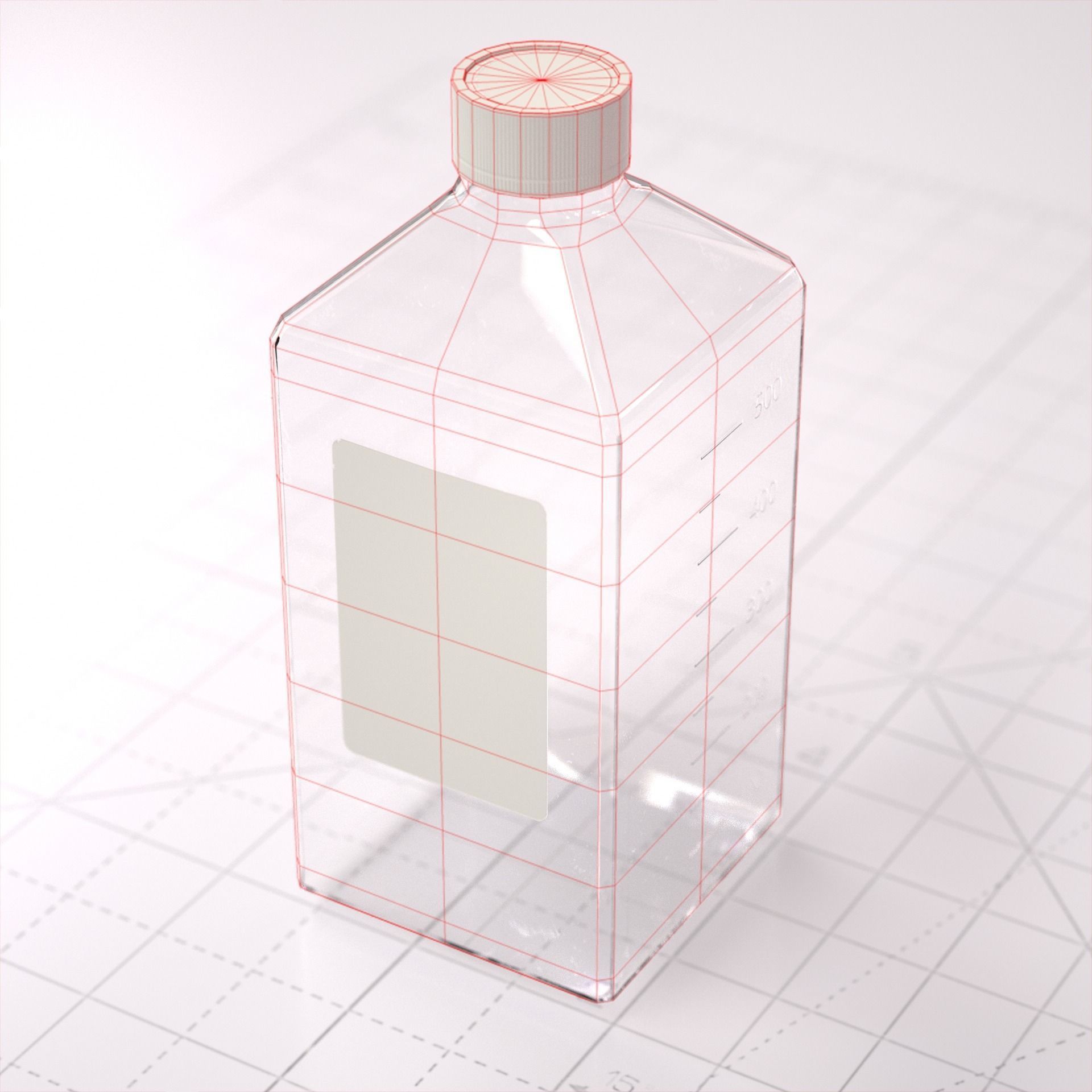 Laboratory Square Glass Bottle 3D model_10