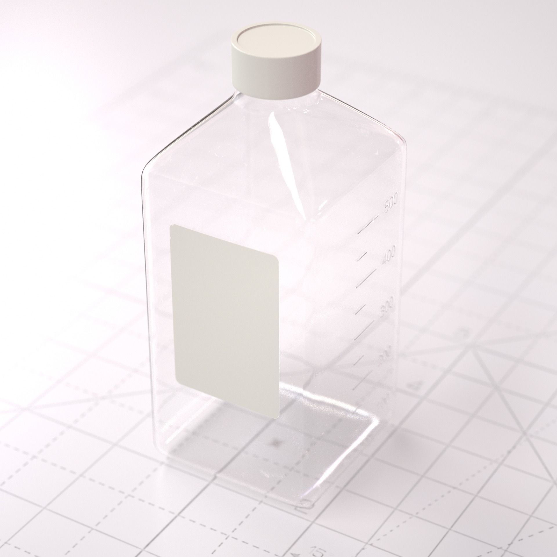 Laboratory Square Glass Bottle 3D model_9