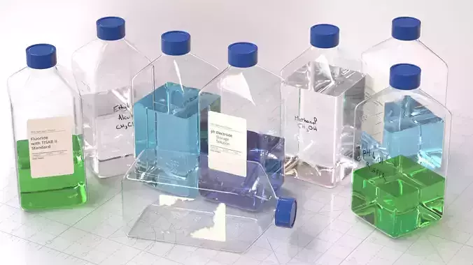 Laboratory Square Glass Bottle 3D model