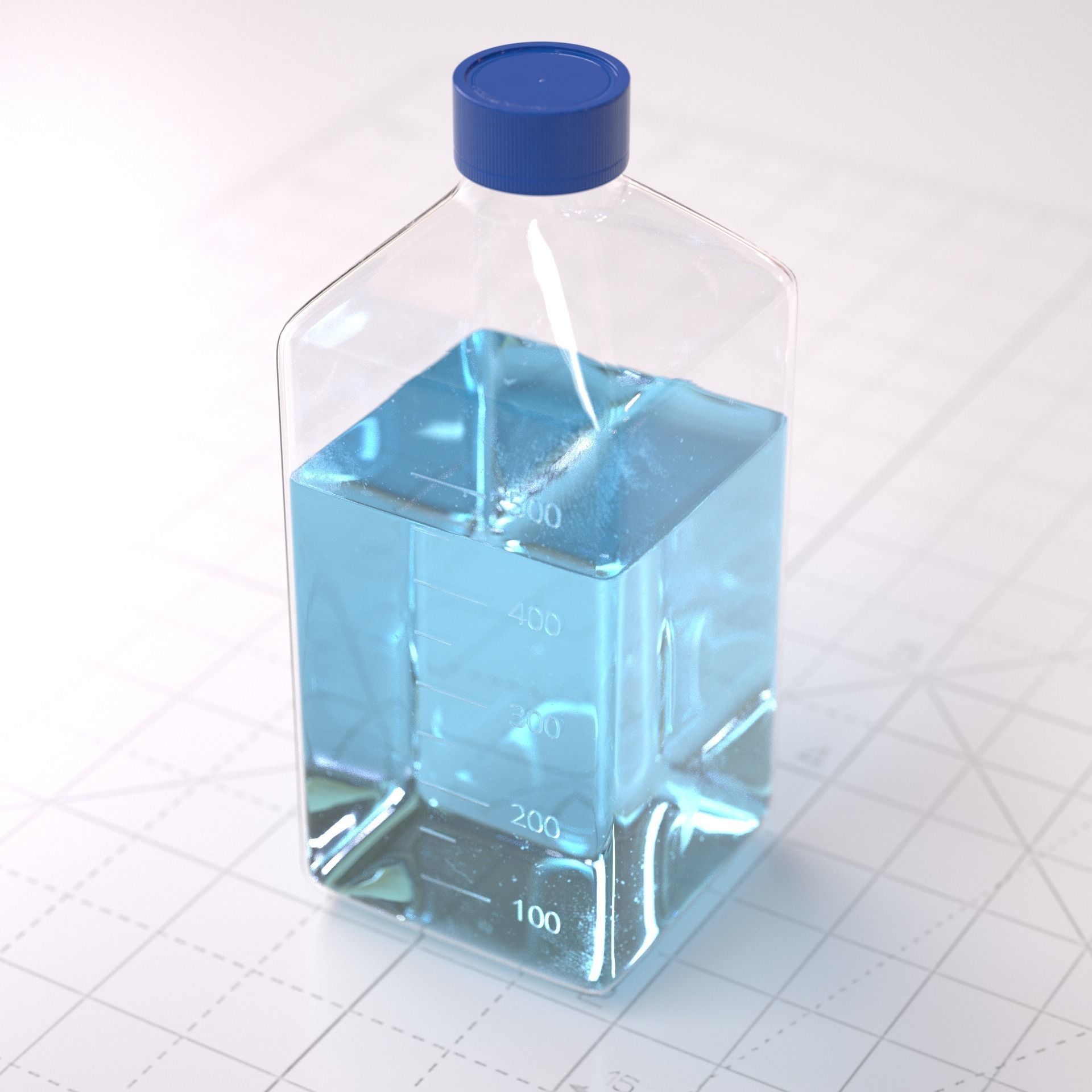 Laboratory Square Glass Bottle 3D model_1