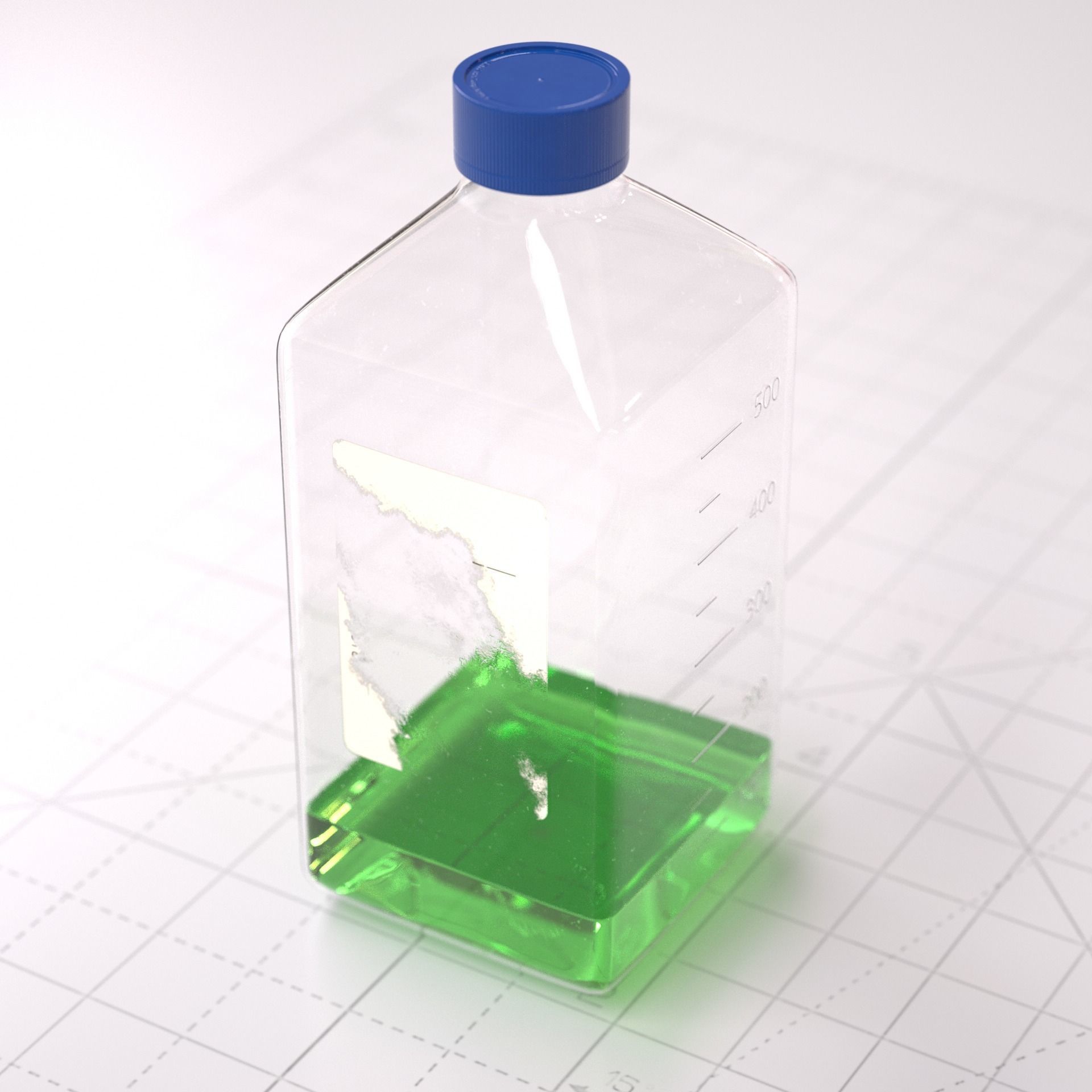 Laboratory Square Glass Bottle 3D model_5