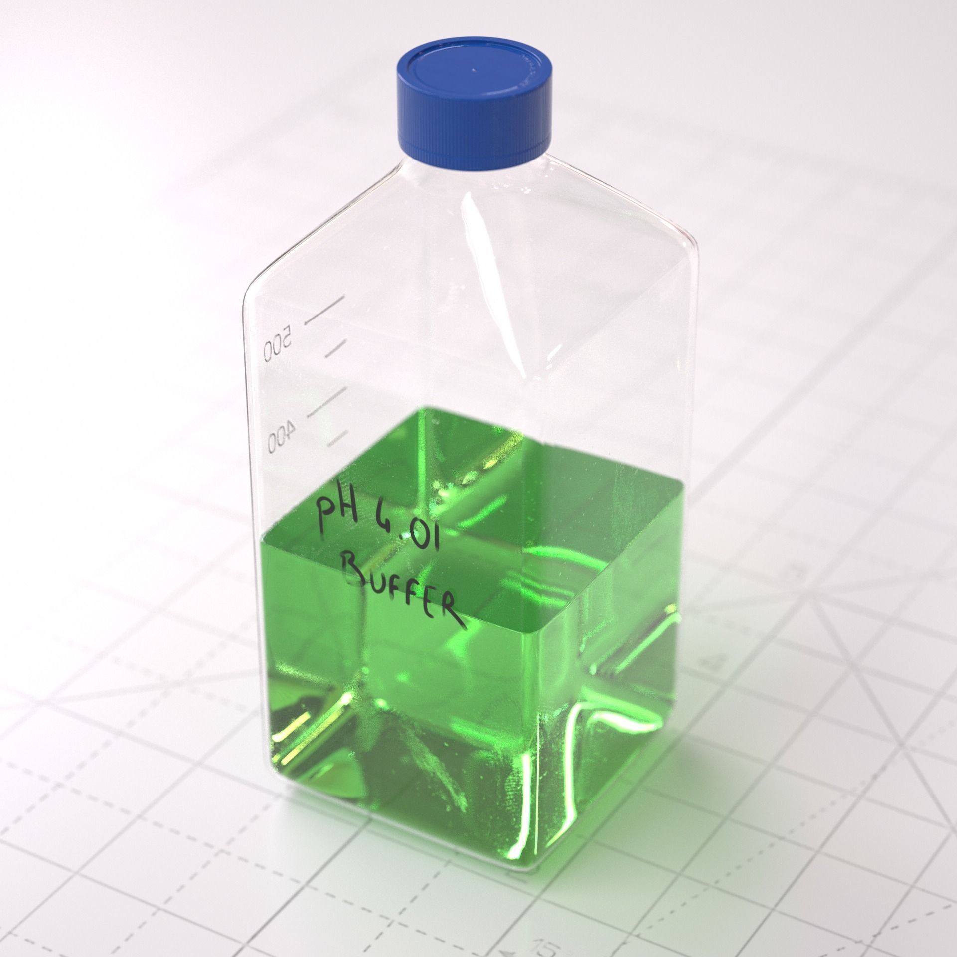 Laboratory Square Glass Bottle 3D model_6