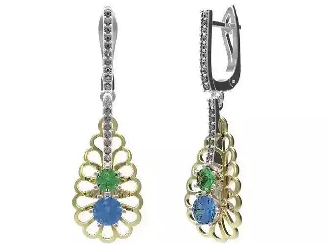 Earrings sapphire dangle in gold