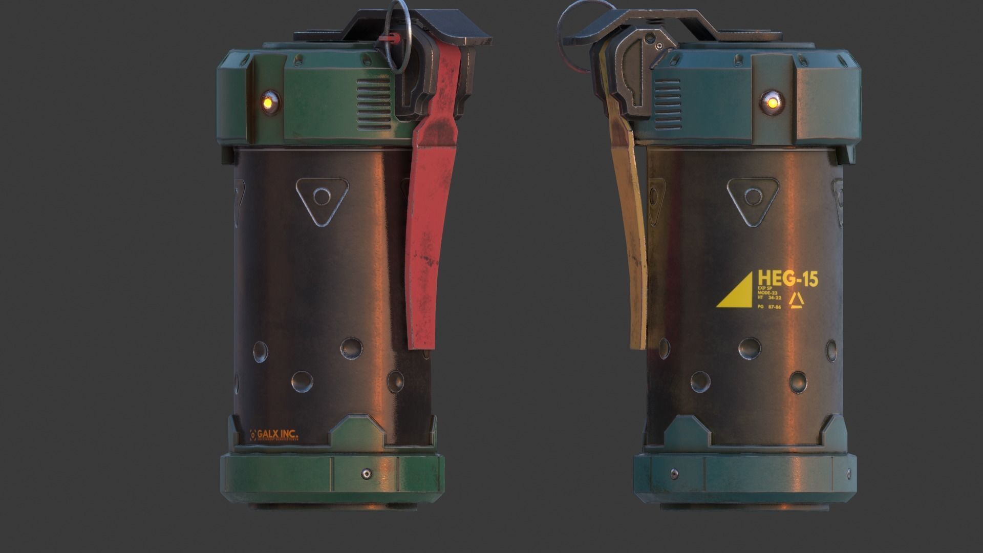 Grenade Game-Ready launcher Low-poly 3D model_6