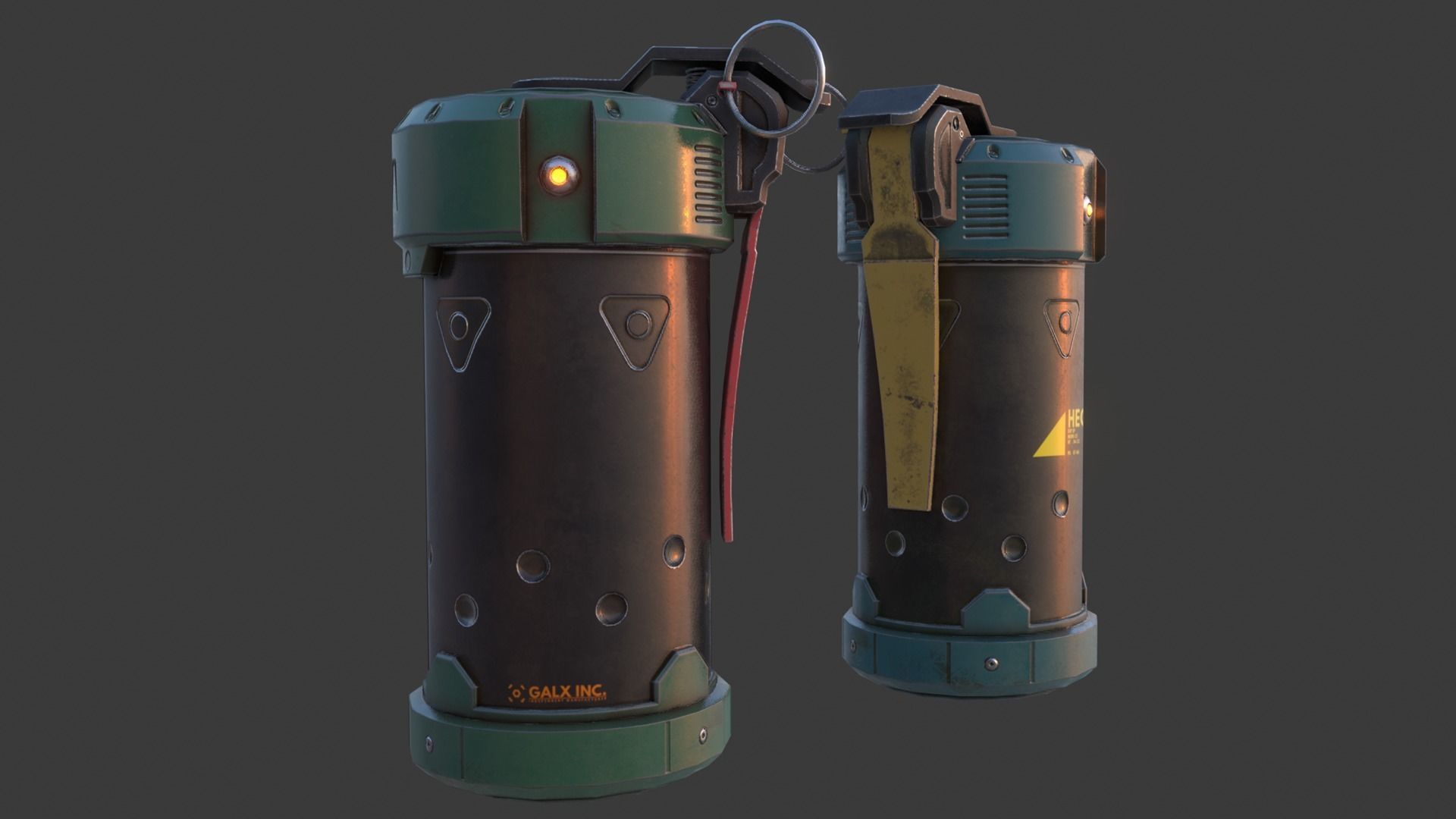 Grenade Game-Ready launcher Low-poly 3D model_4