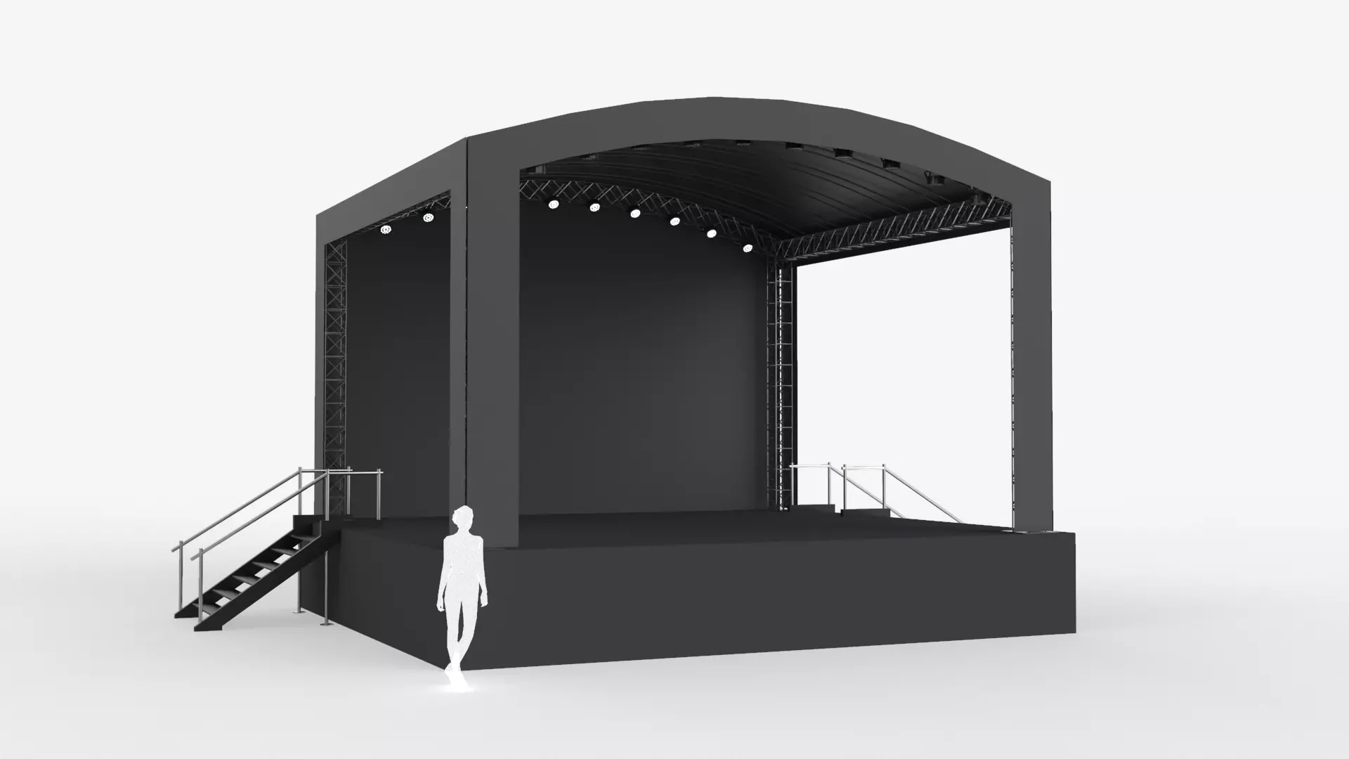 Music Stage Platform with Stairs 3D model_0