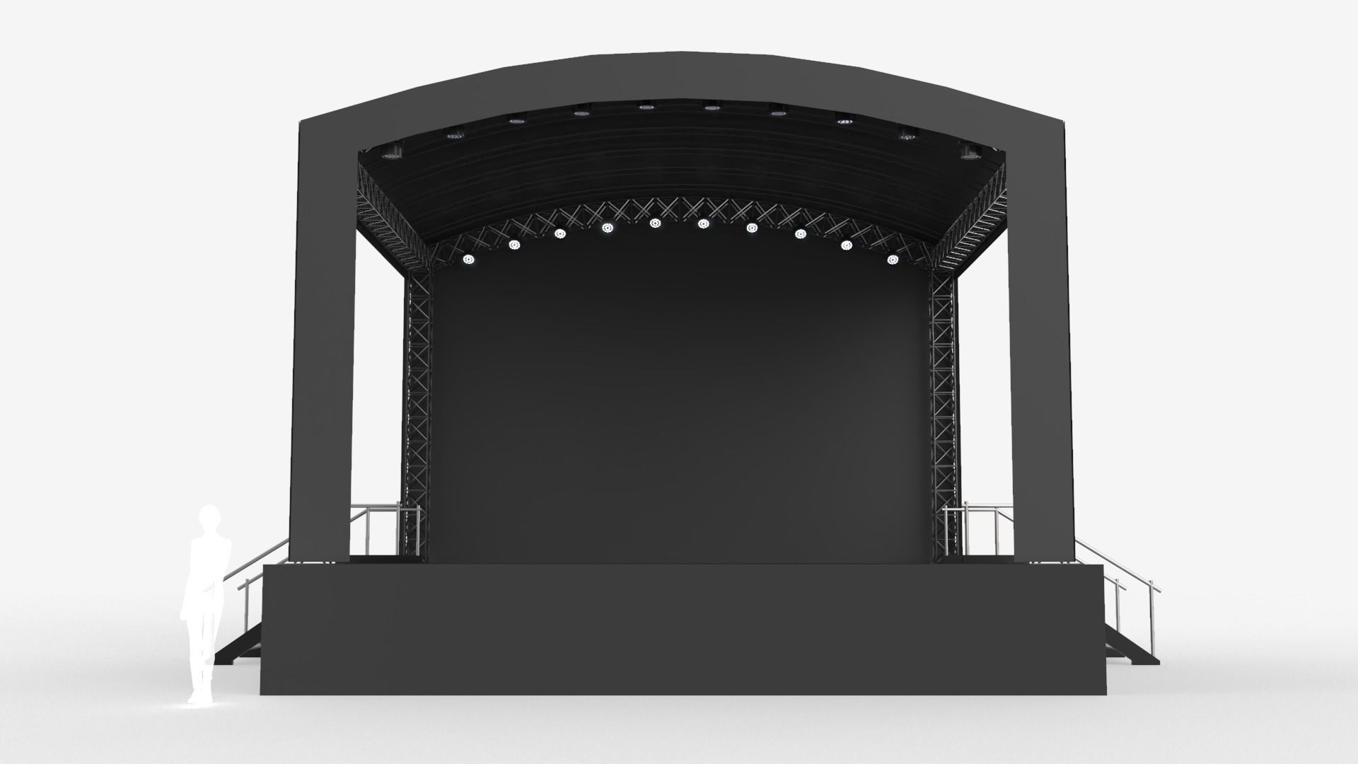 Music Stage Platform with Stairs 3D model_2