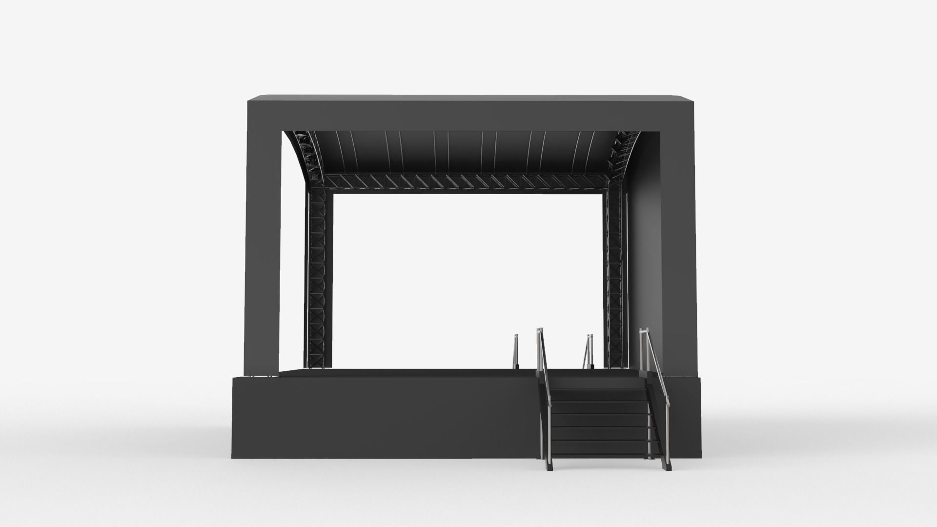 Music Stage Platform with Stairs 3D model_4