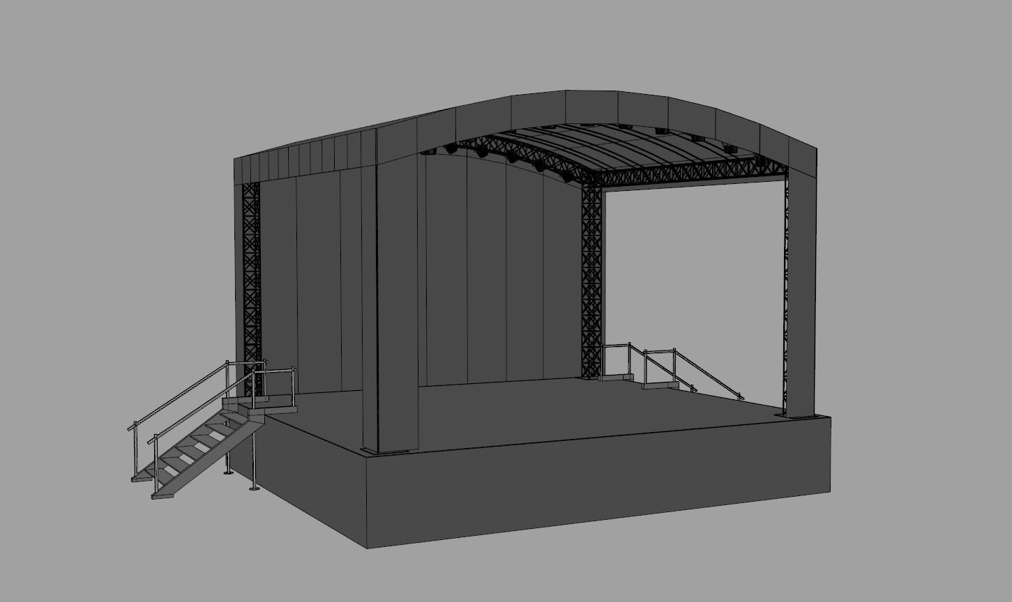 Music Stage Platform with Stairs 3D model_10