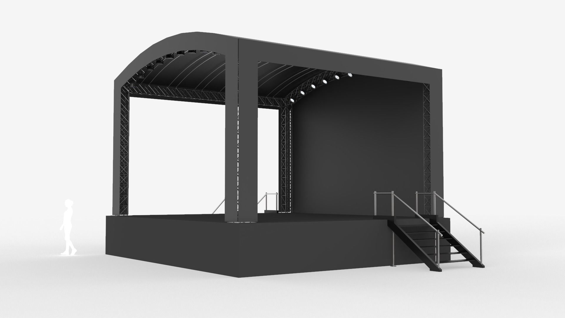 Music Stage Platform with Stairs 3D model_3