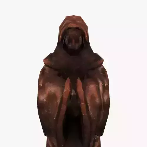 Low-poly Old Relic Medieval Monk Statue Low-poly 3D model