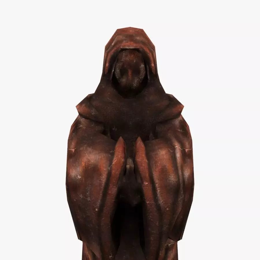 Low-poly Old Relic Medieval Monk Statue Low-poly 3D model