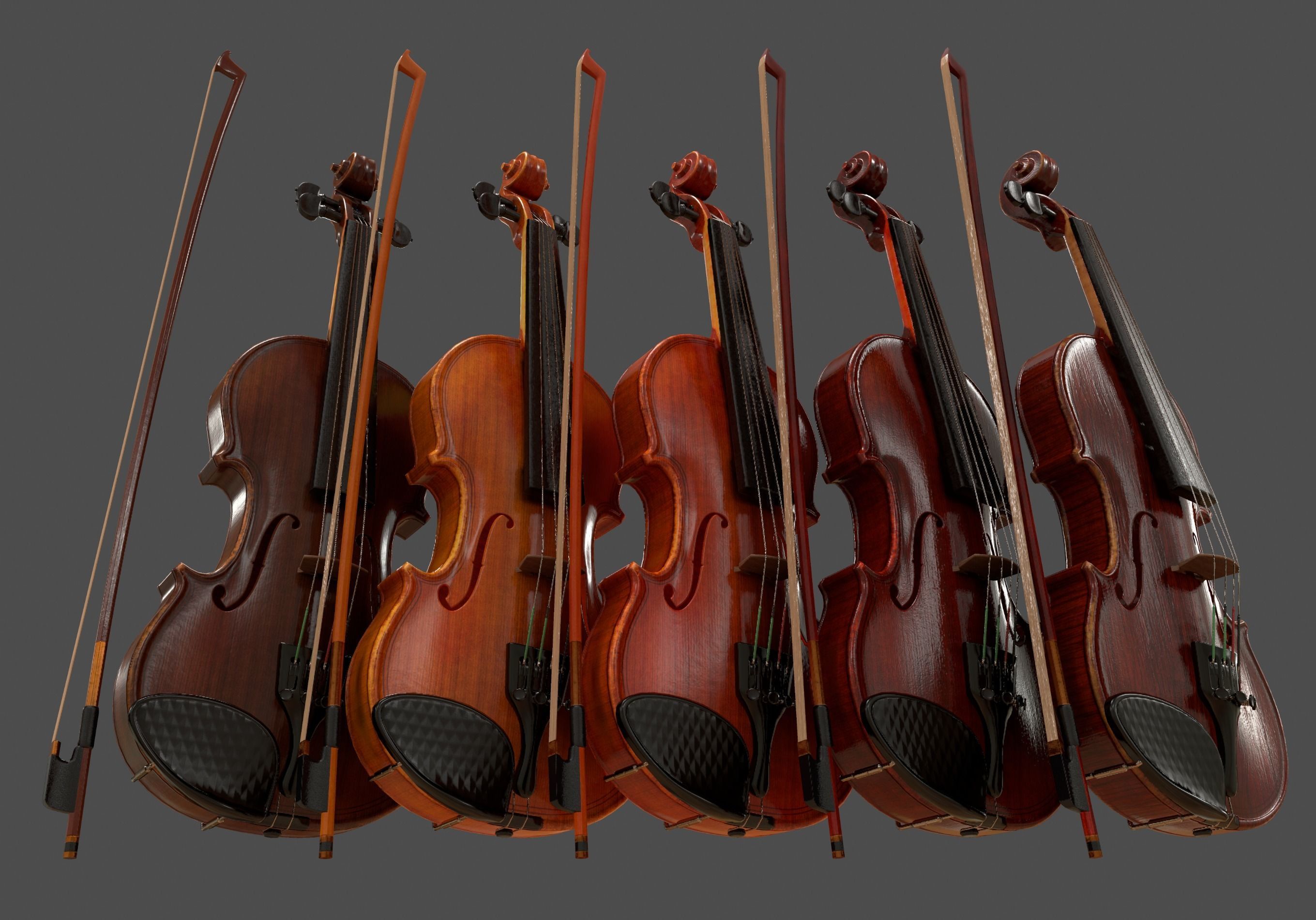 Viola and Bow - Low Poly Low-poly 3D model_4