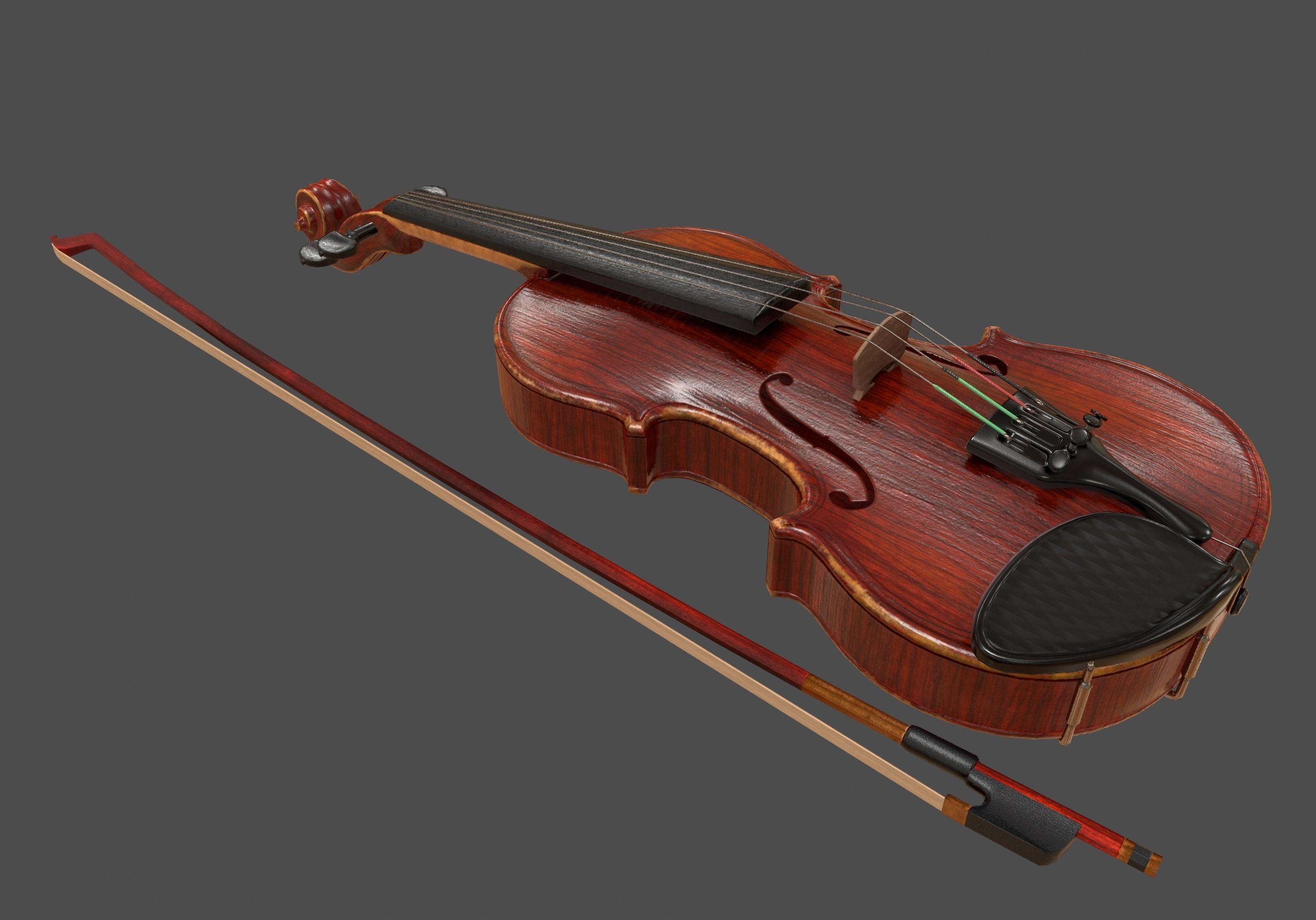 Viola and Bow - Low Poly Low-poly 3D model_13