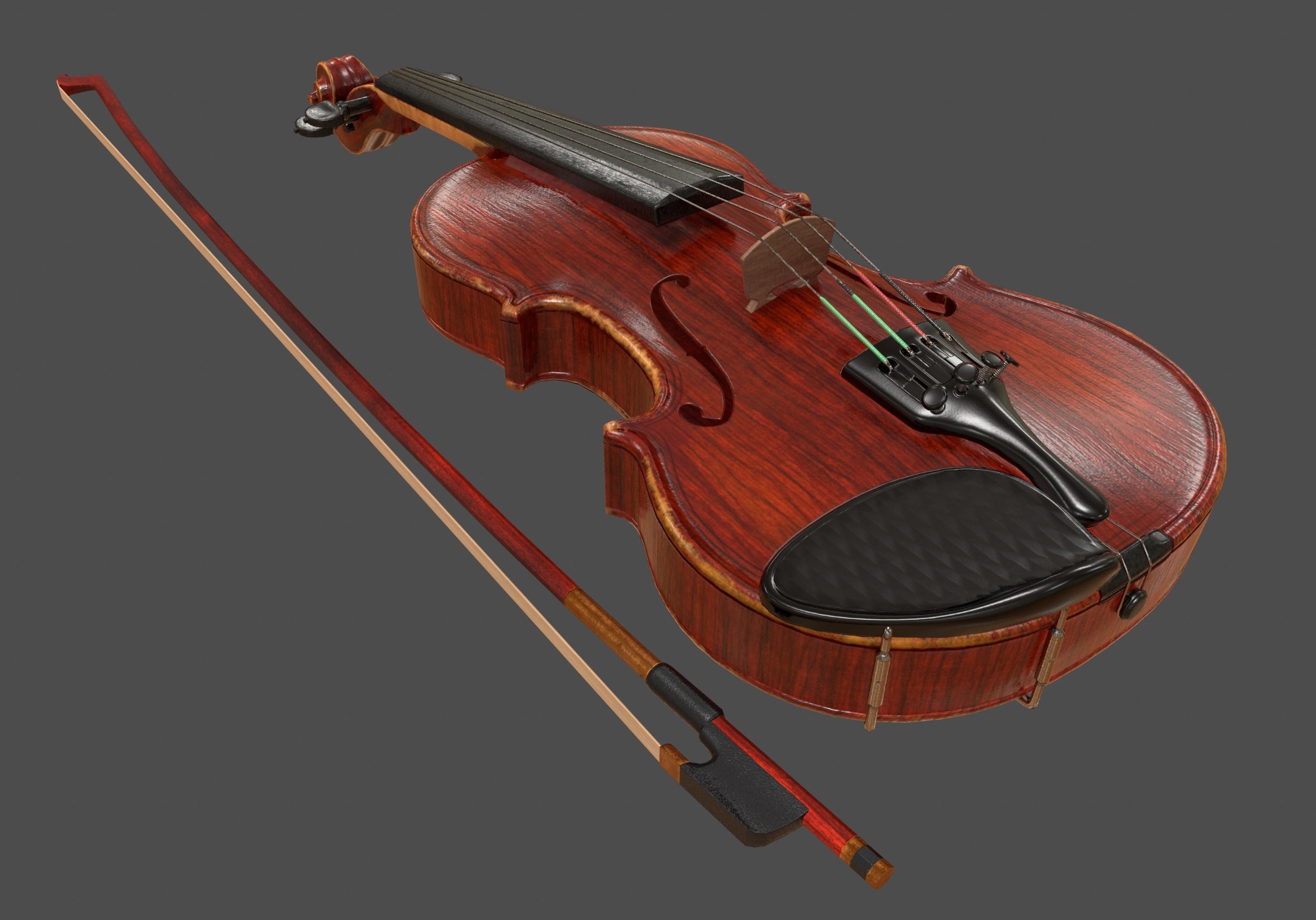 Viola and Bow - Low Poly Low-poly 3D model_12