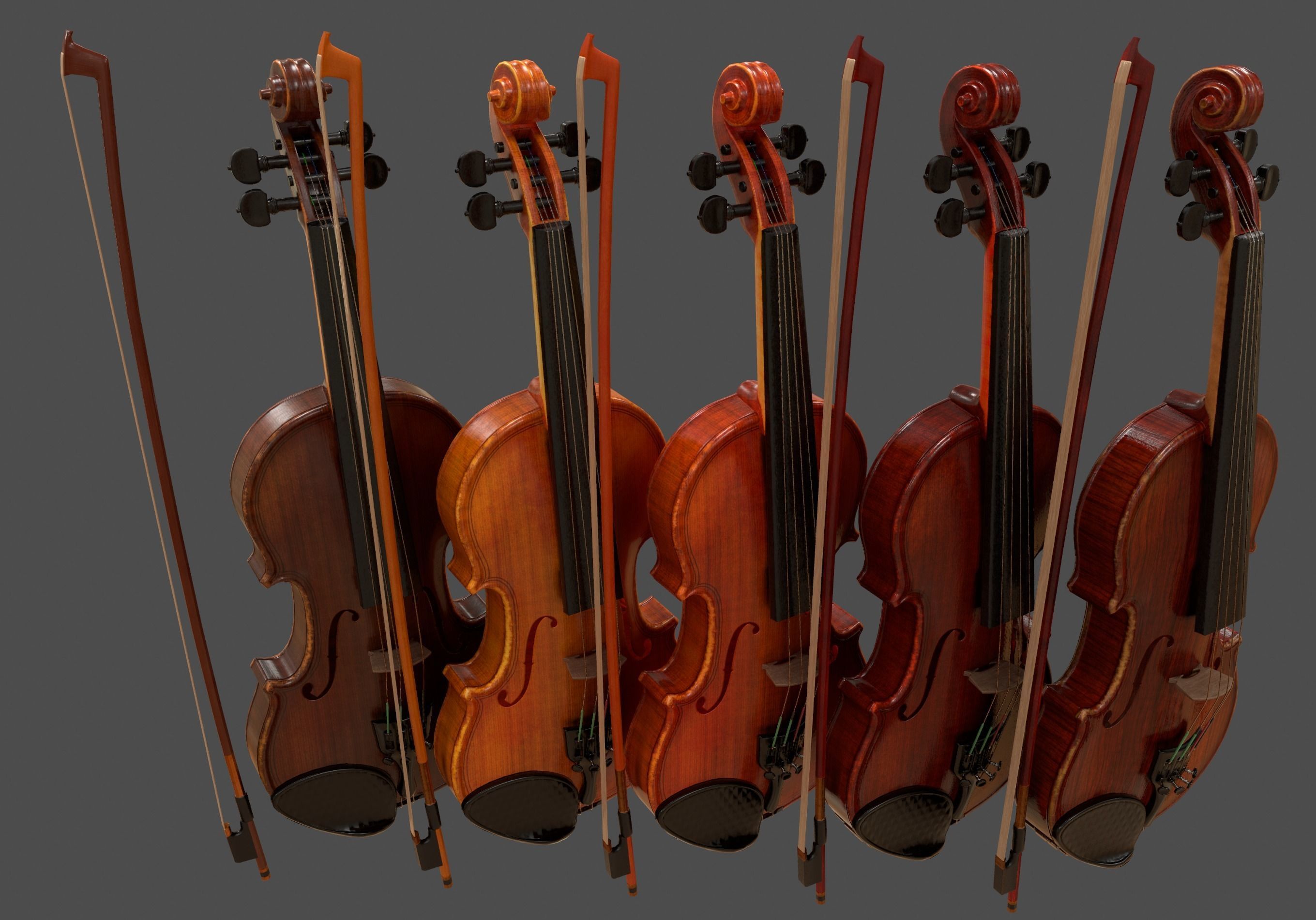 Viola and Bow - Low Poly Low-poly 3D model_2